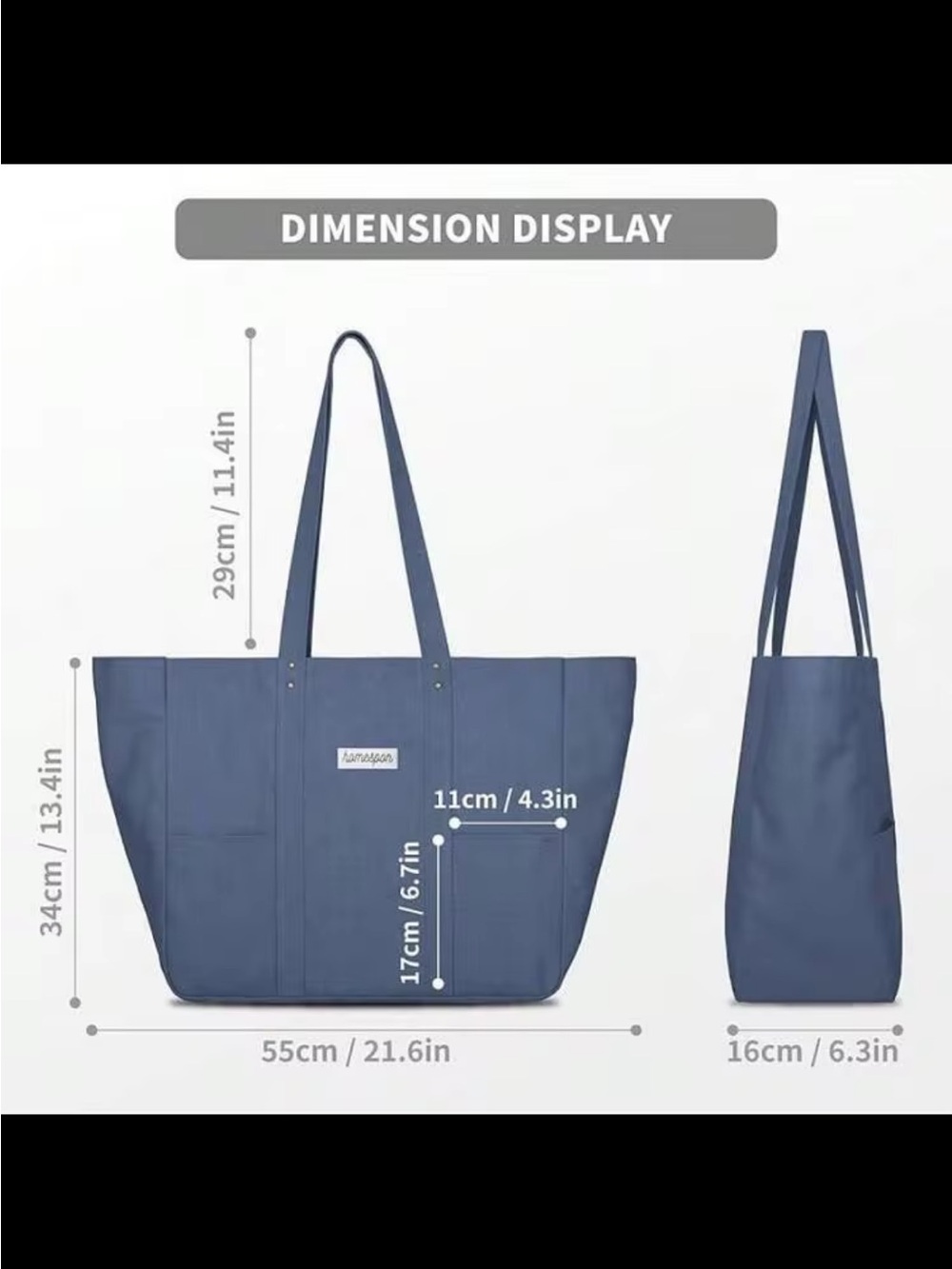 SHEIN Blue Canvas Tote Bag - Picture 8 of 9